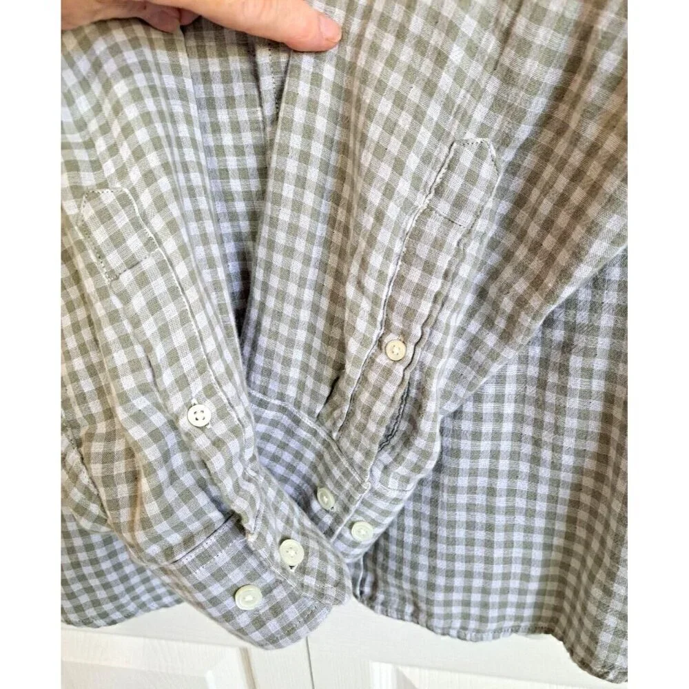 Banana Republic Men's Slim Fit XL Green Check Long Sleeve Button Down Shirt